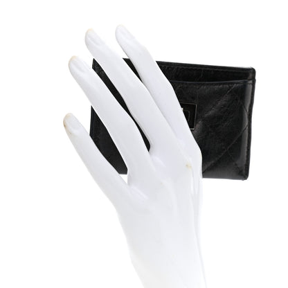 Chanel Metallic Aged Calfskin Quilted Reissue Card Holder Charcoal 2 of 9