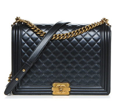 Chanel Lambskin Quilted Large Boy Flap Dark Navy 1 of 7