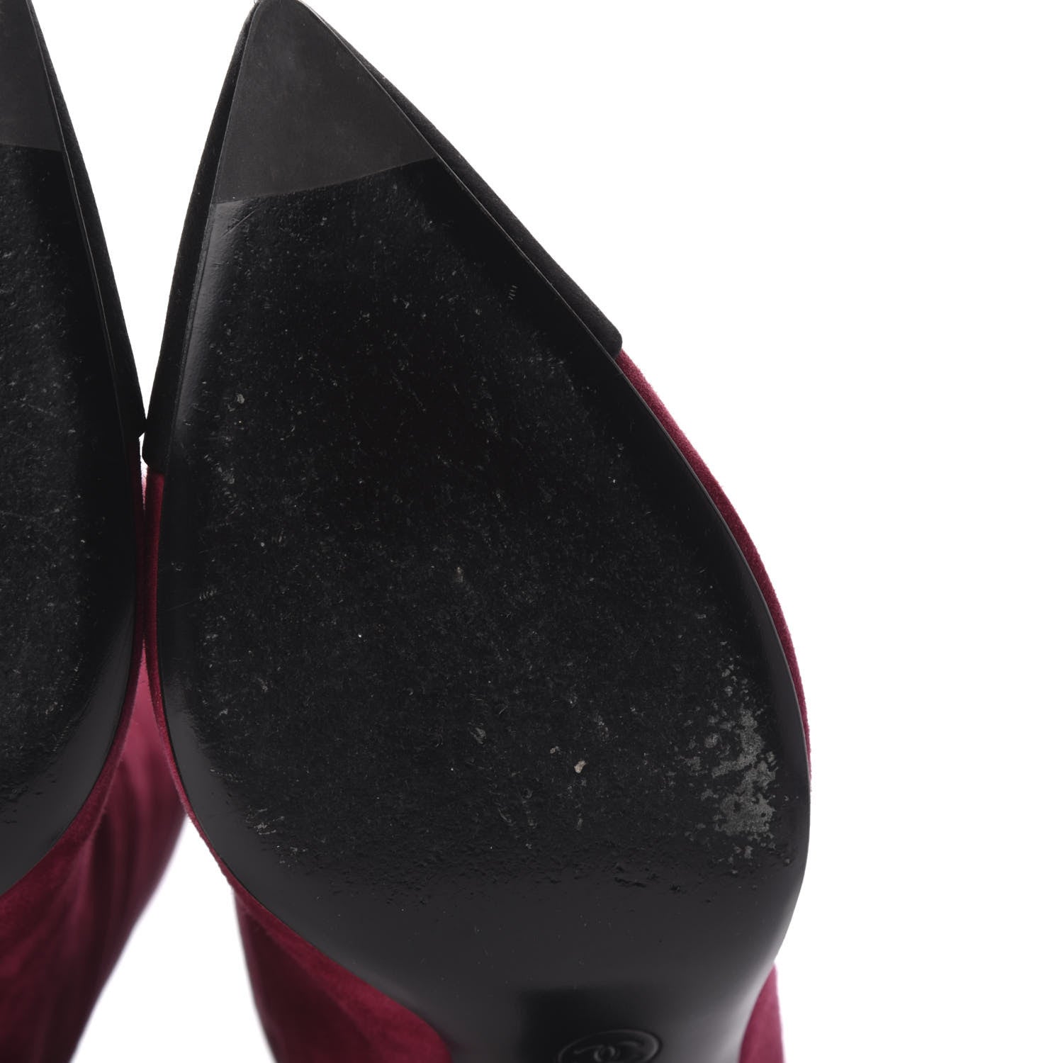 Chanel Suede Calfskin Satin Gabrielle Cap Toe Short Boots 40 Burgundy Black 10 of 10
