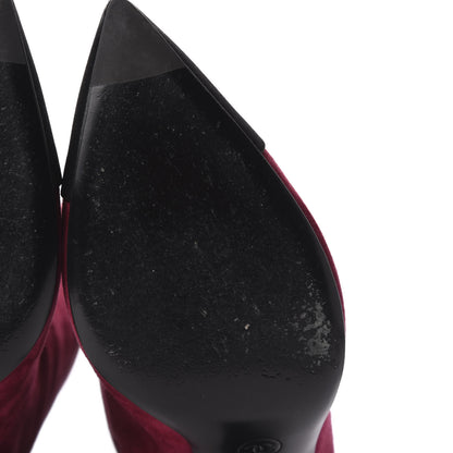 Chanel Suede Calfskin Satin Gabrielle Cap Toe Short Boots 40 Burgundy Black 10 of 10