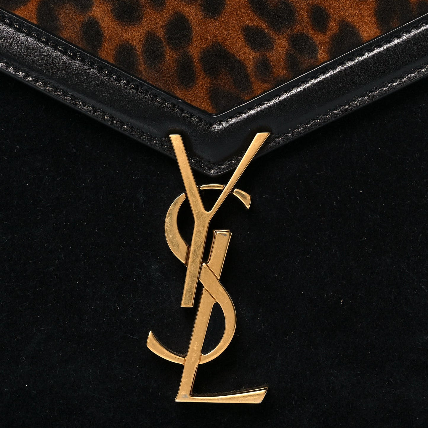 Suede Leopard Print Mini Classic Monogram Cassandra Top Handle Manto Naturale Black
