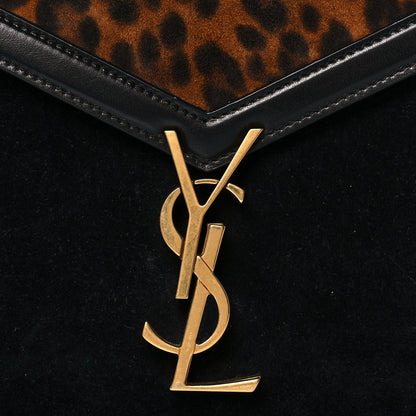 Saint Laurent Suede Leopard Print Mini Classic Monogram Cassandra Top Handle Manto Naturale Black 5 of 11