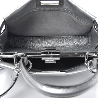 Fendi Cuoio Romano Lux Selleria Medium Peekaboo Iconic Satchel Argento 6 of 10
