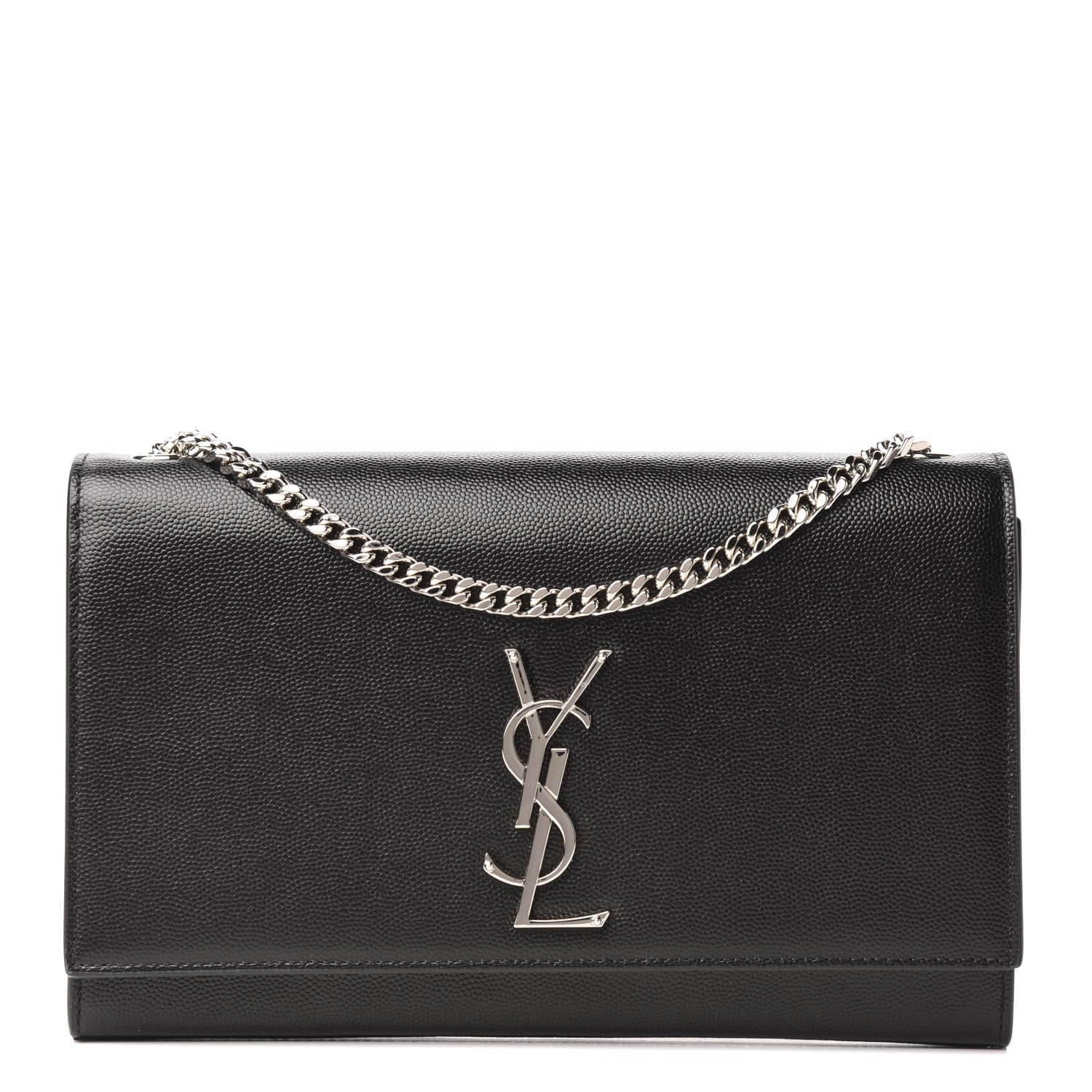 Saint Laurent Grain De Poudre Medium Classic Monogram Kate Satchel Black 1 of 9