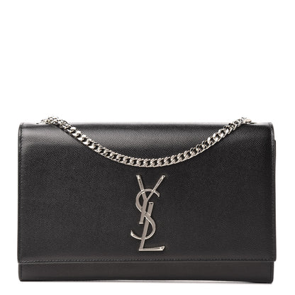 Saint Laurent Grain De Poudre Medium Classic Monogram Kate Satchel Black 1 of 9