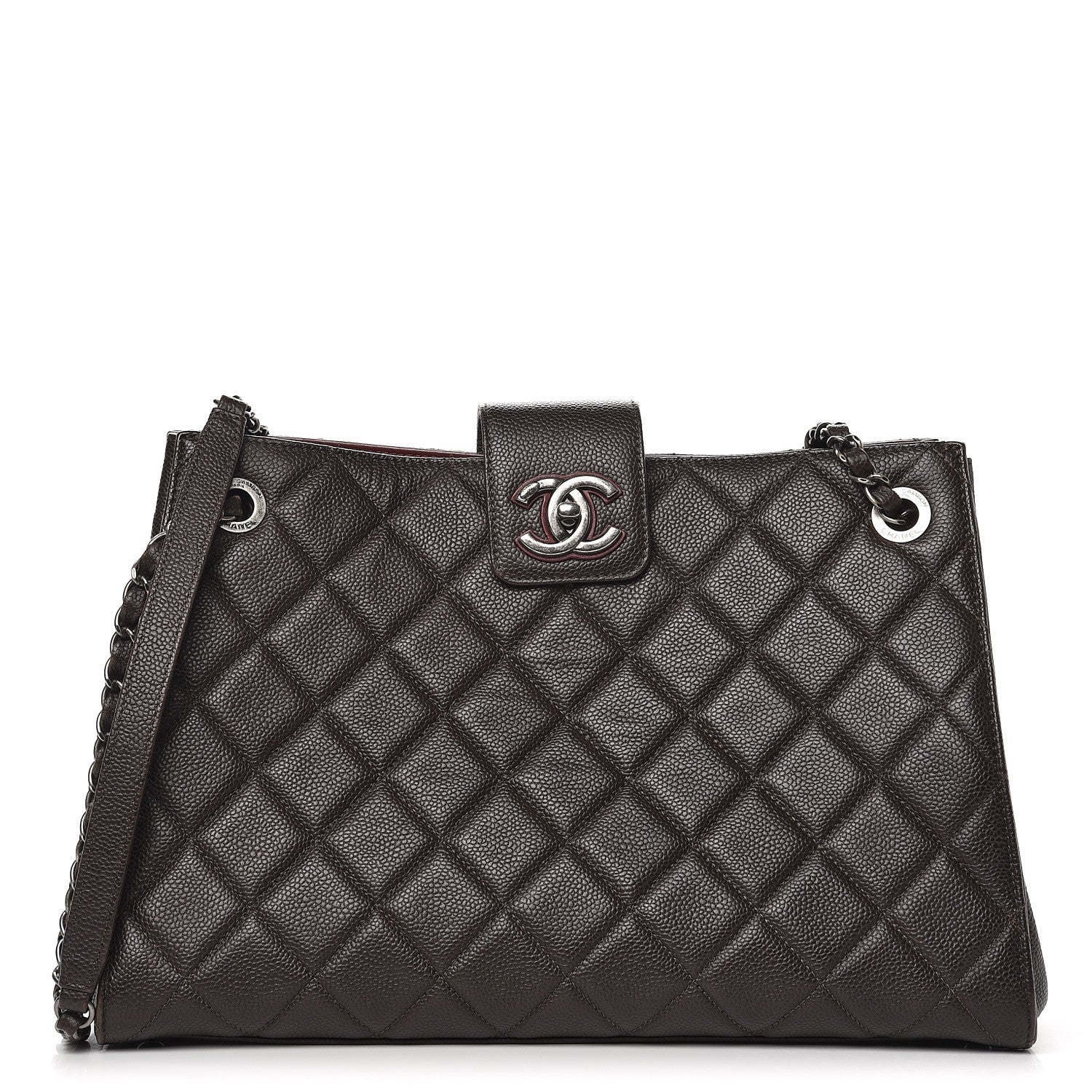 Chanel Caviar Quilted Large CC Accordion Shopping Bag Brown 1 of 9