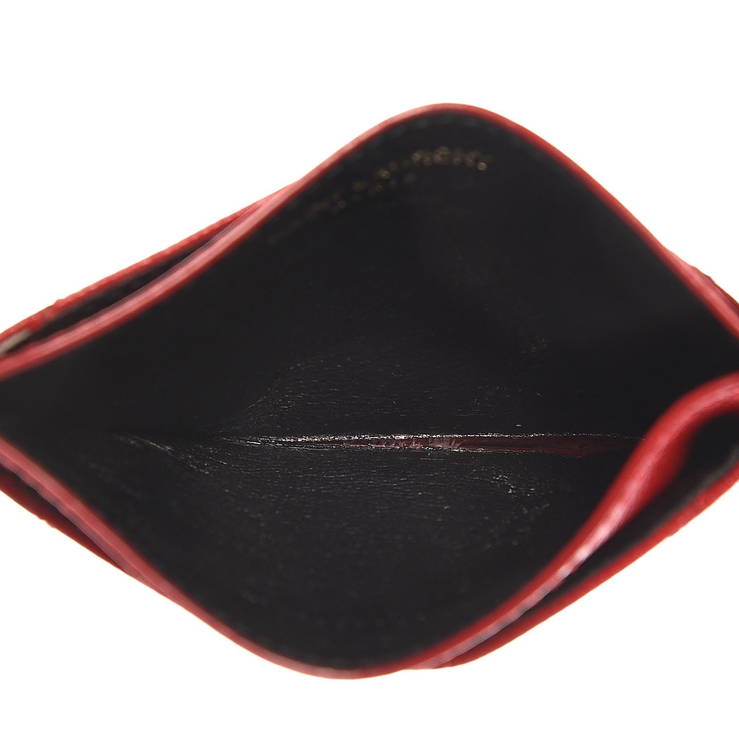 Saint Laurent Grain De Poudre Matelasse Chevron Monogram Credit Card Case Lipstick Red 6 of 8
