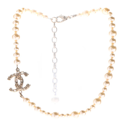 Chanel Pearl Crystal CC Camellia Short Necklace Gold 3 of 6