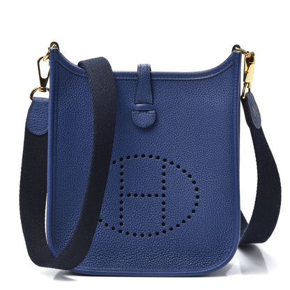 Hermes Taurillon Clemence Amazone Evelyne TPM Blue Saphir Blue Indigo 1 of 9