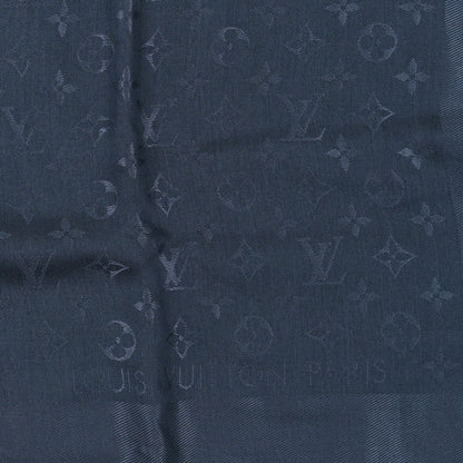Louis Vuitton Silk Wool Monogram Shawl Night Blue 2 of 3