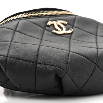 Chanel Lambskin Quilted Resin Bi-Color Waist Bag Fanny Pack Black 10 of 11