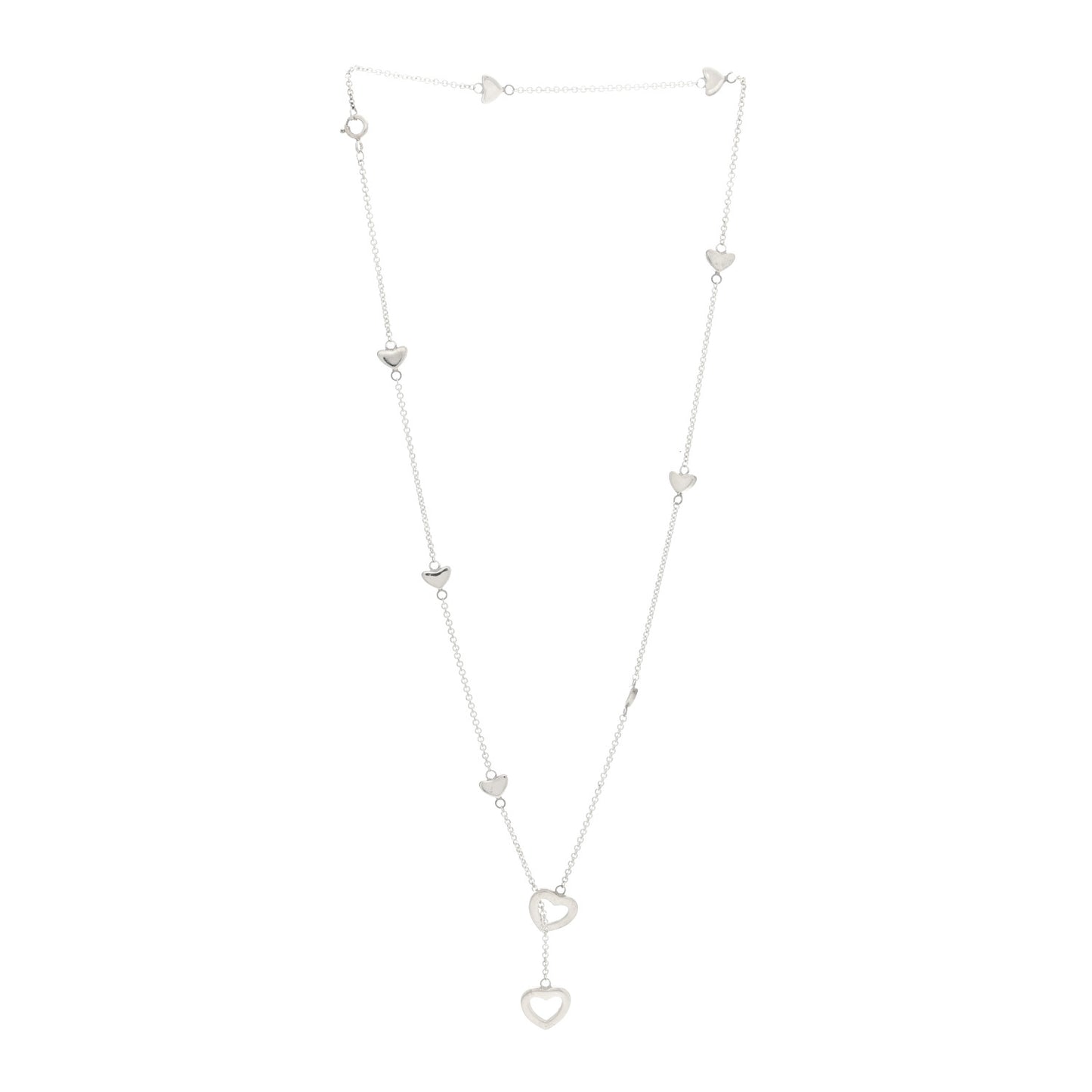 Sterling Silver Heart Lariat Necklace