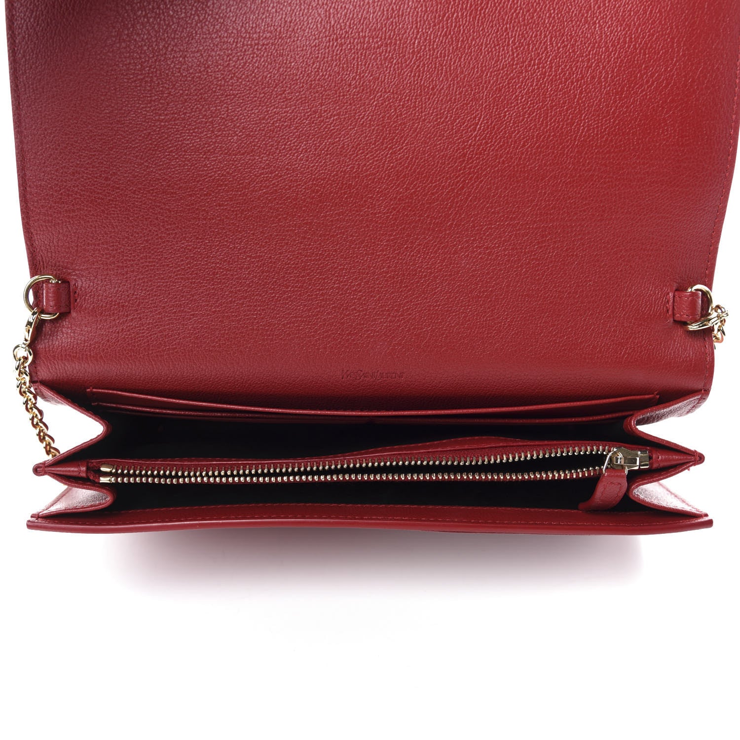Saint Laurent Calfskin Monogram Belle de Jour Chain Clutch Rouge Orient 5 of 10