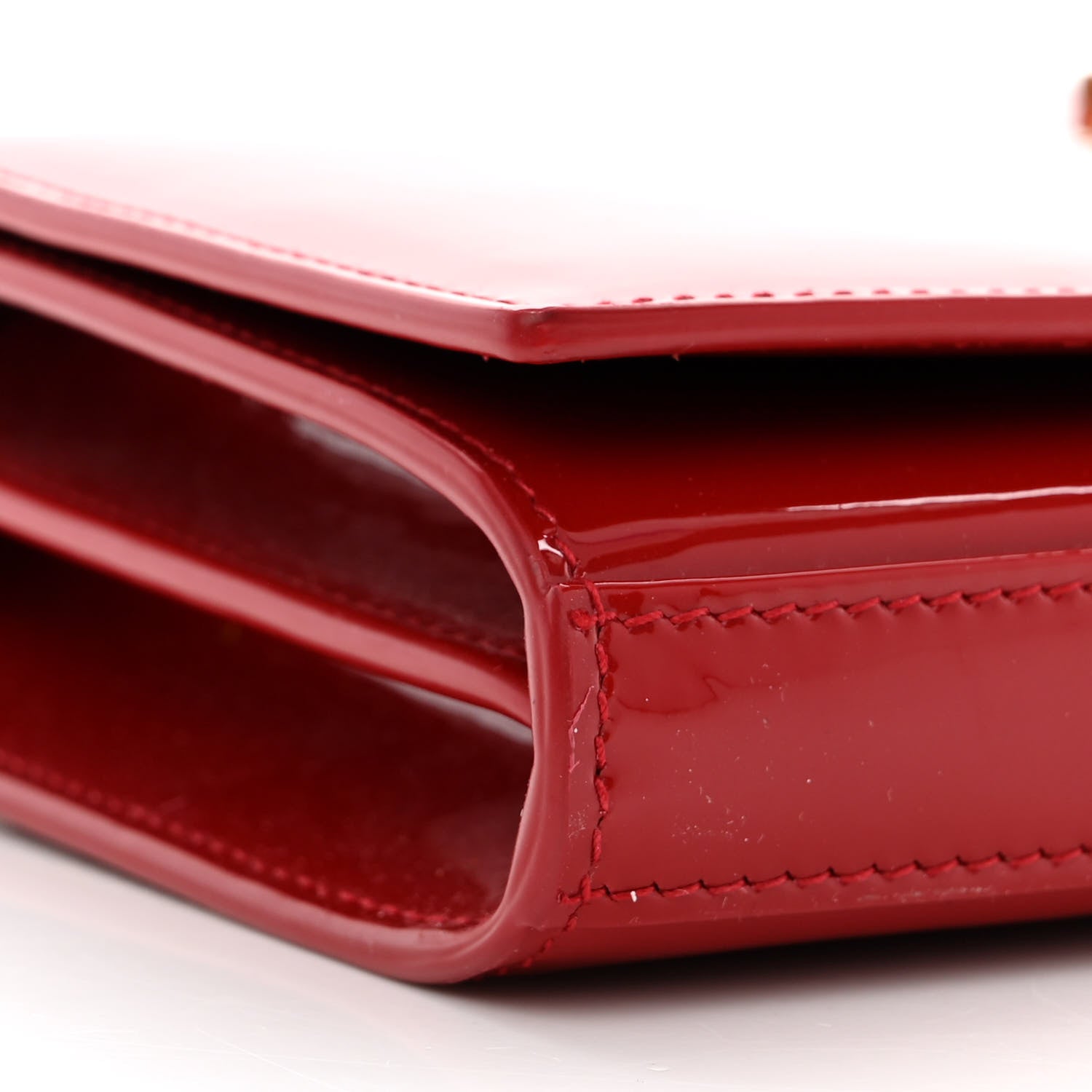 Saint Laurent Patent Calfskin Monogram Kate Wallet On Chain Rouge Eros 8 of 10