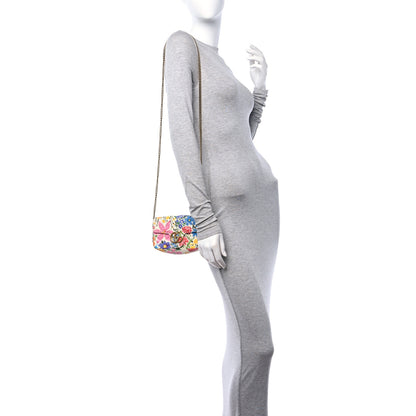 Gucci X KEN SCOTT Calfskin Matelasse Floral Print Super Mini GG Marmont Shoulder Bag Ivory Pink 3 of 10