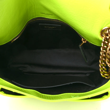 Saint Laurent Crinkled Calfskin Matelasse Monogram Medium Niki Chain Satchel Neon Yellow 5 of 10