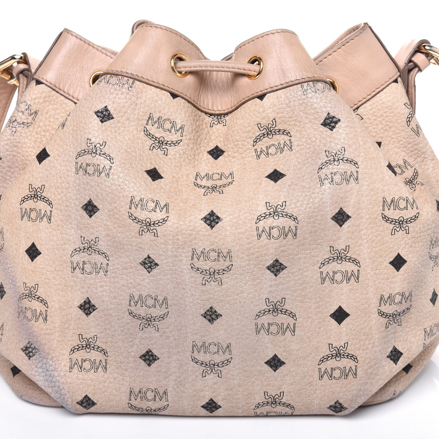 MCM Visetos Essential Drawstring Bucket Bag Beige 17 of 29