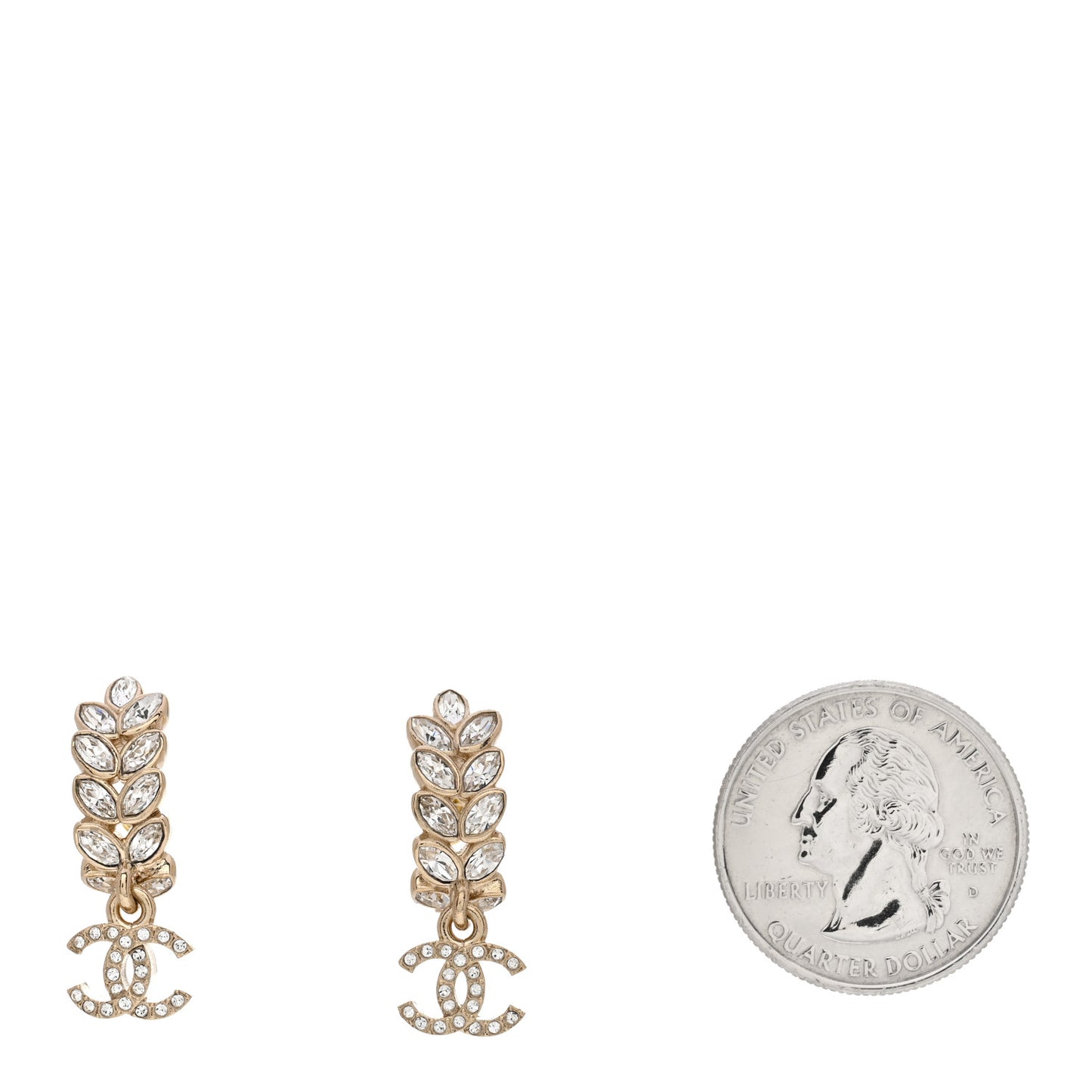Crystal Sparkling Wheat CC Long Drop Earrings Gold
