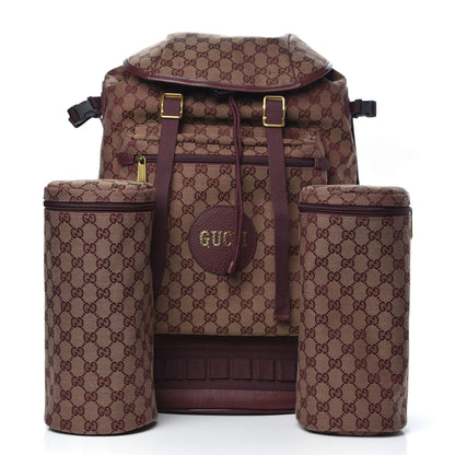 Gucci GG Monogram Script Logo Large Double Pocket Backpack Sahara Rubino Bordeaux 2 of 10
