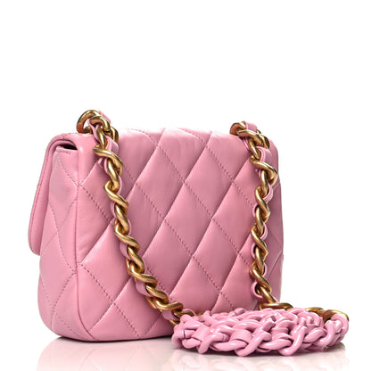 Chanel Lambskin Quilted Mini Lacquered Chain Flap Pink 3 of 11