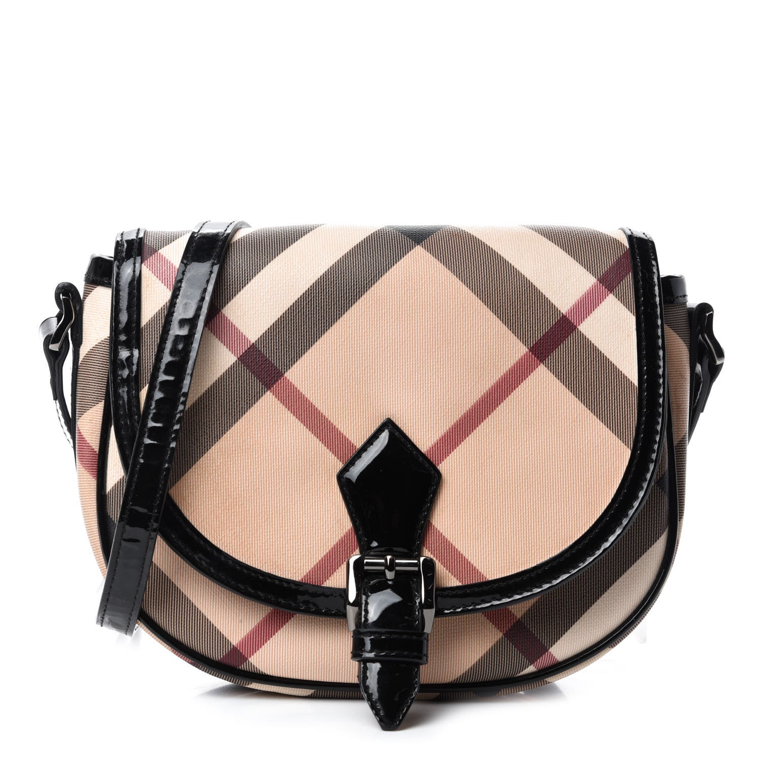 Burberry Patent Nova Check Crossbody Bag Black 1 of 14