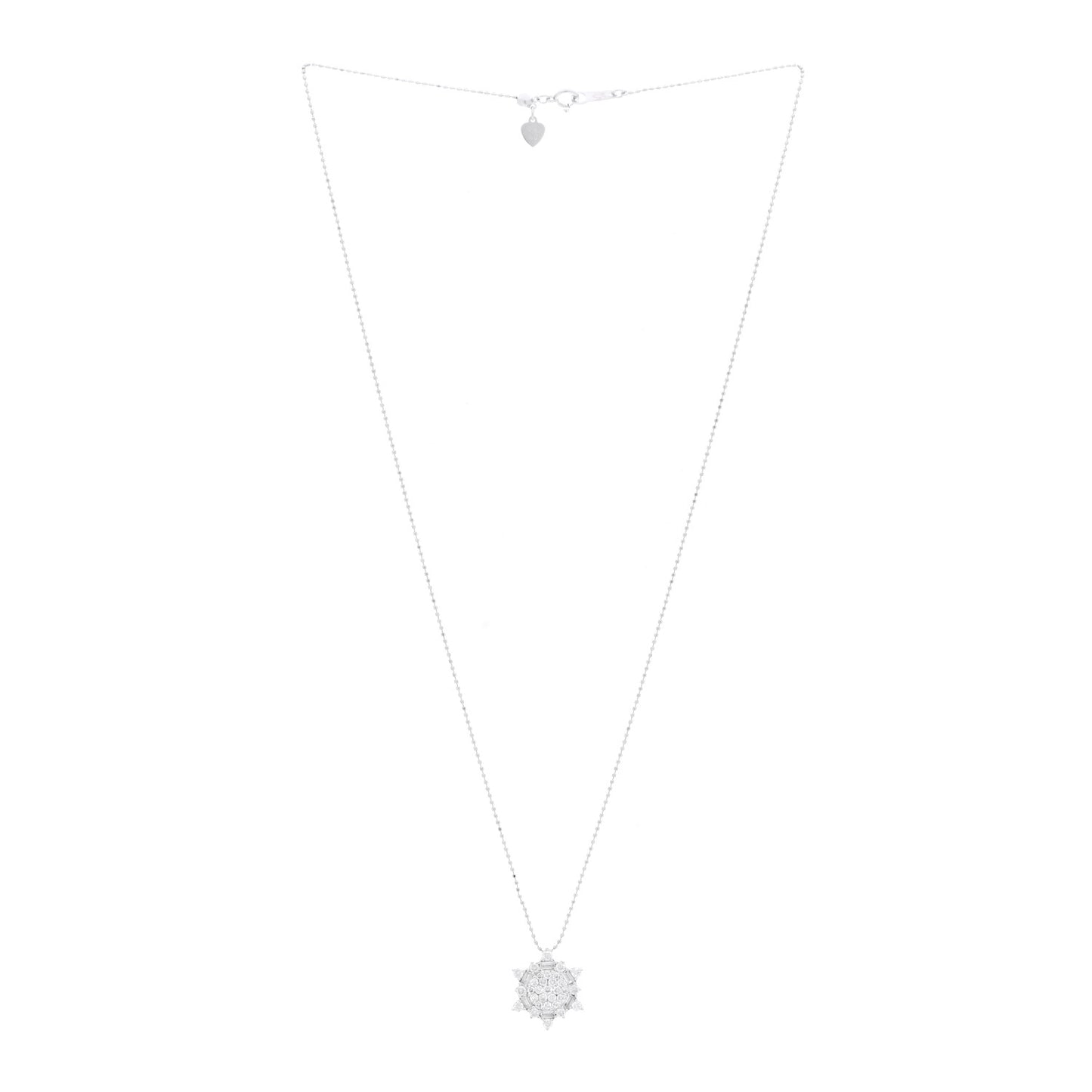 PARKER & WEST BY FASHIONPHILE 18K White Gold Diamond .78ctw Halo Pendant Necklace