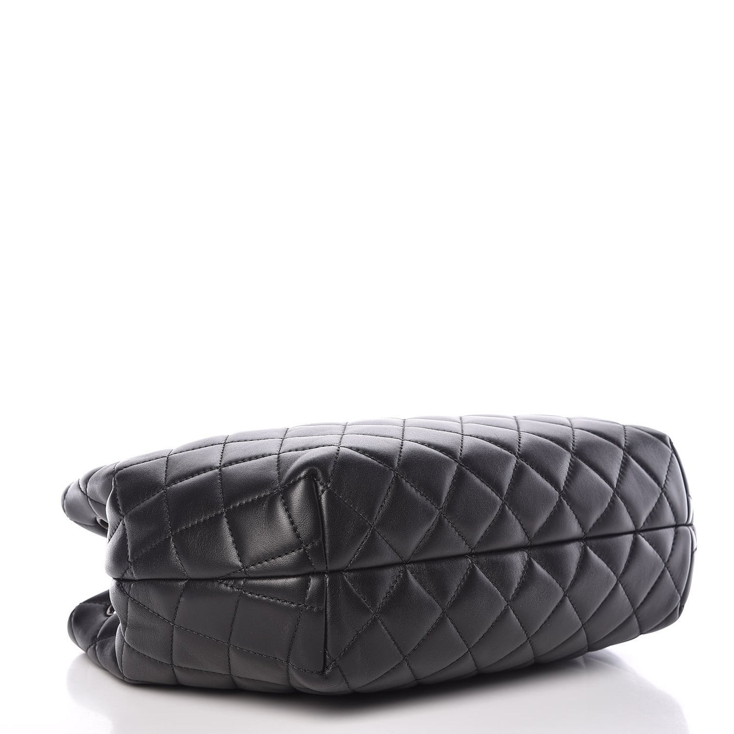 Lambskin Quilted Accordion Tote Black