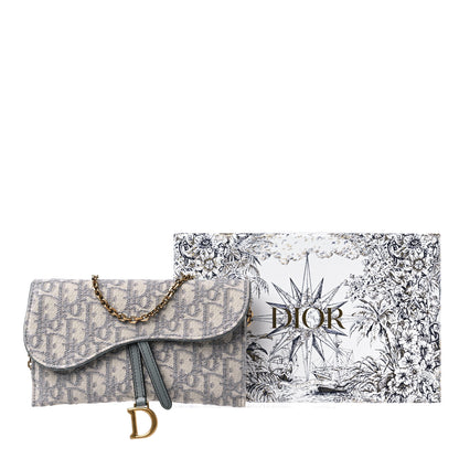 Christian Dior Oblique Saddle Chain Long Wallet Grey 11 of 11