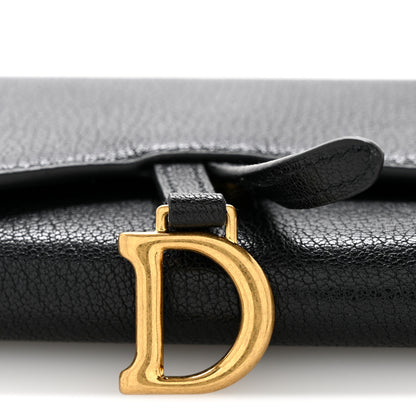Christian Dior Goatskin Saddle Long Wallet Black 9 of 10