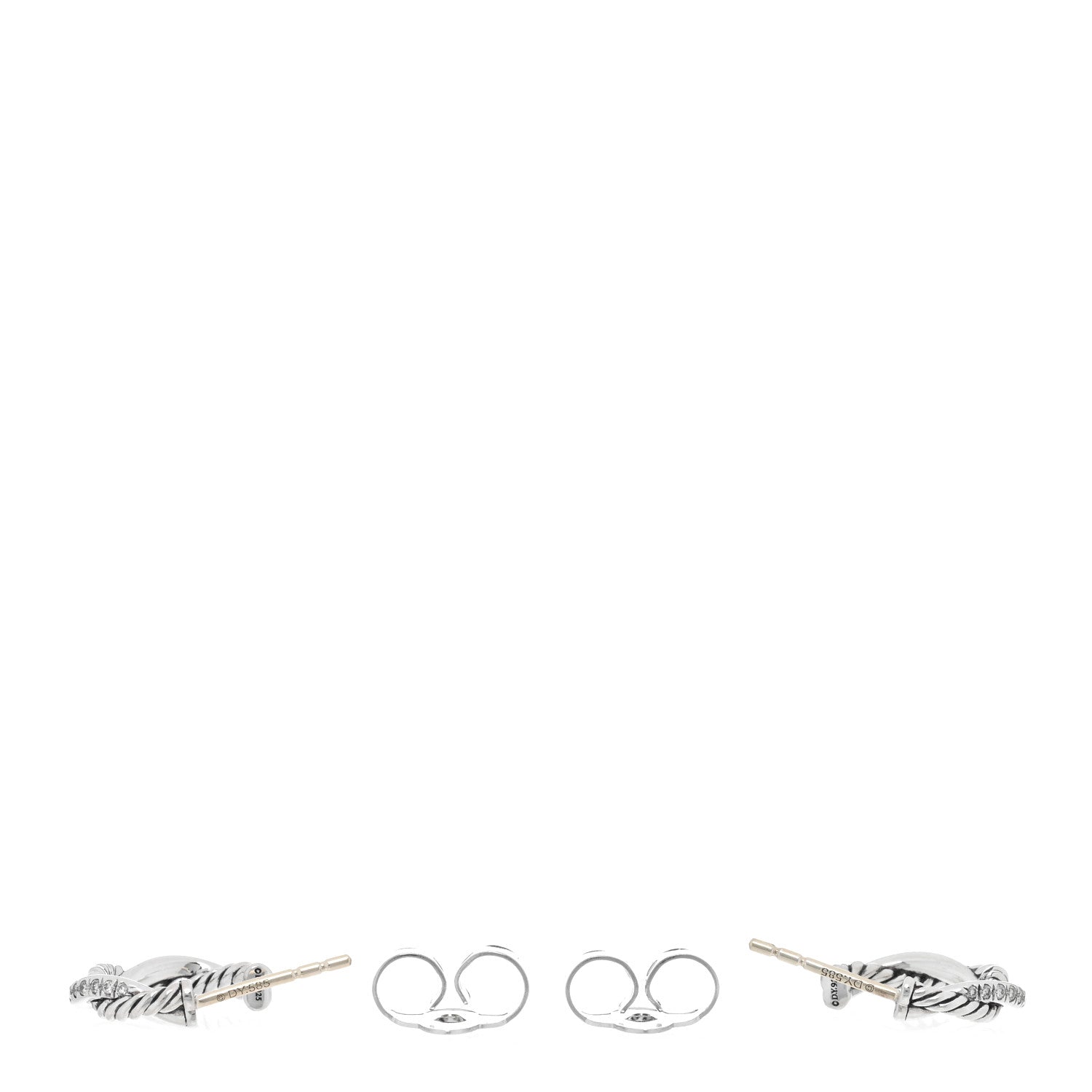 David Yurman Sterling Silver Diamond Petite Infinity Huggie Hoop Earrings 3 of 4