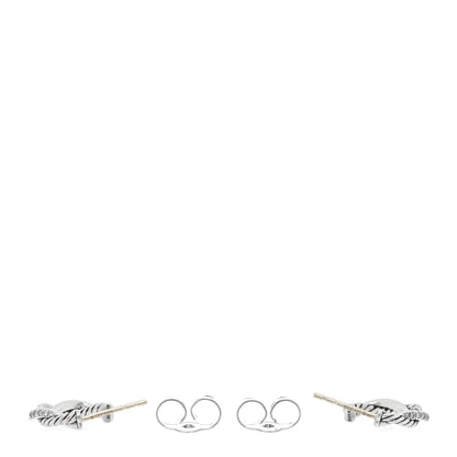 David Yurman Sterling Silver Diamond Petite Infinity Huggie Hoop Earrings 3 of 4