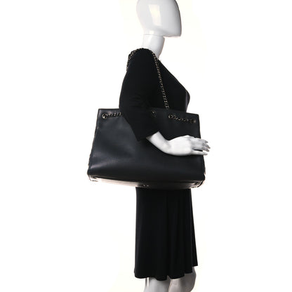Chanel Calfskin Woven Chain Large Shopping Bag Black 2 of 9