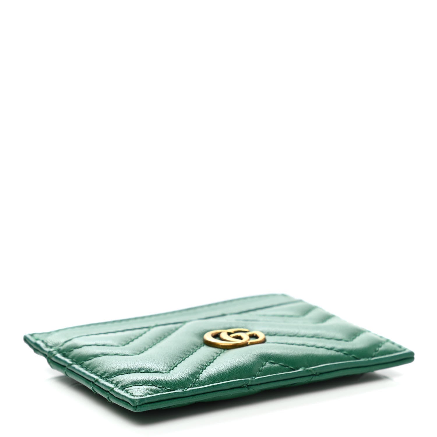 Gucci Calfskin Matelasse GG Marmont Card Holder Emerald Green 4 of 7