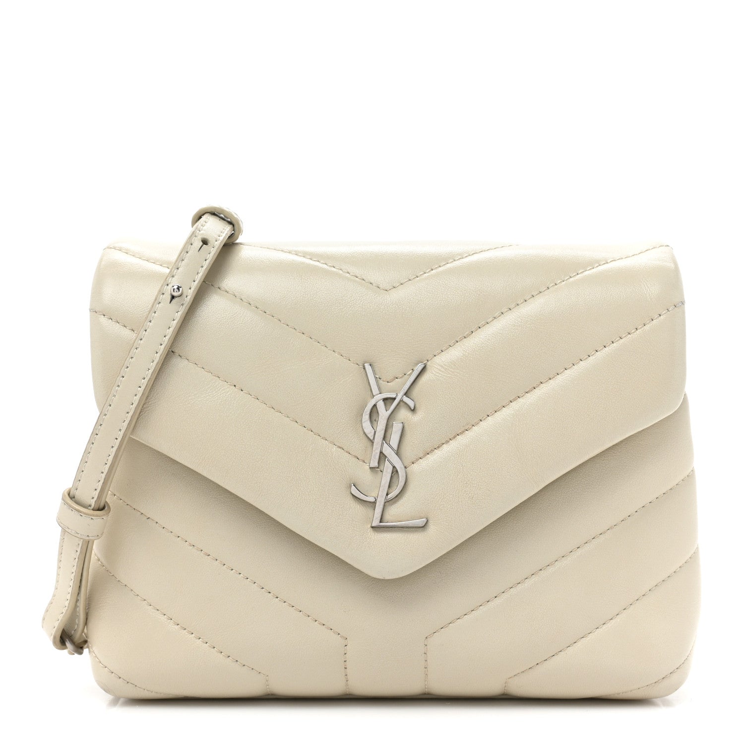 Saint Laurent Calfskin Y Quilted Monogram Toy Loulou Crossbody Bag Crema Soft 1 of 18