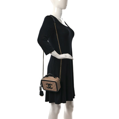 Chanel Caviar Quilted Small CC Filigree Vanity Case Beige Black 2 of 14