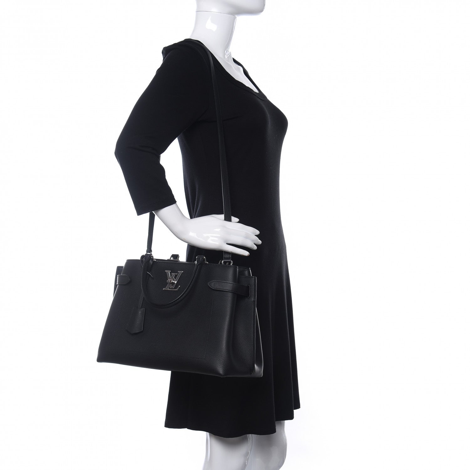 Louis Vuitton Calfskin Lockme Day Black 2 of 8