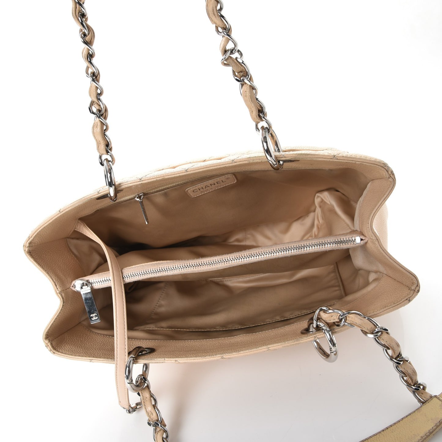Caviar Quilted Grand Shopping Tote GST Beige Clair