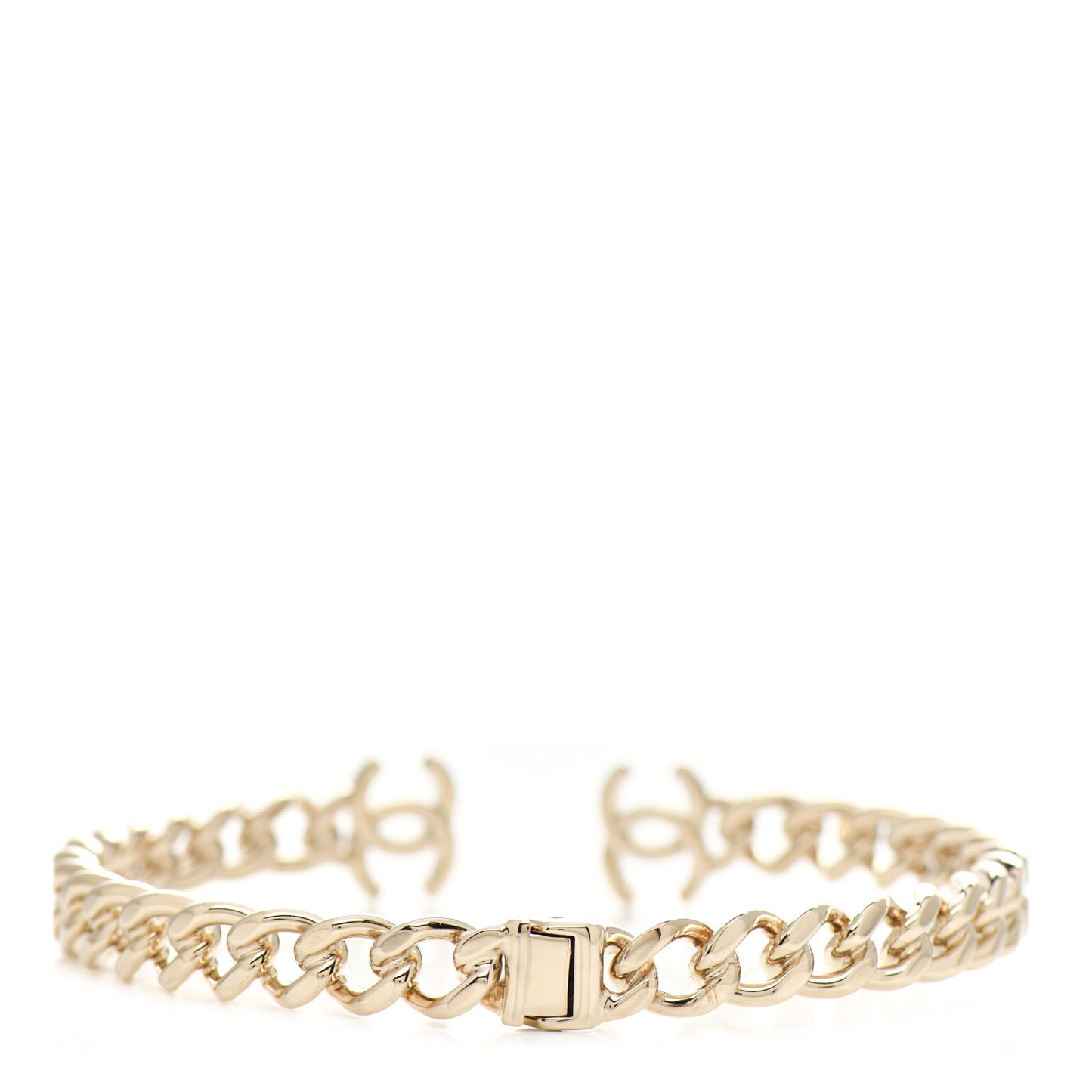 Metal CC Chain Link Choker Necklace L Gold
