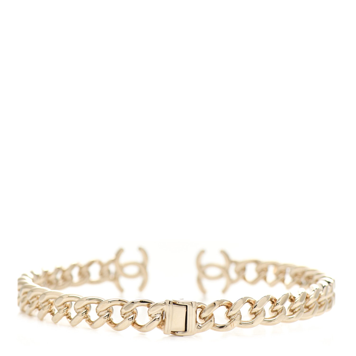 Chanel Metal CC Chain Link Choker Necklace L Gold 3 of 4