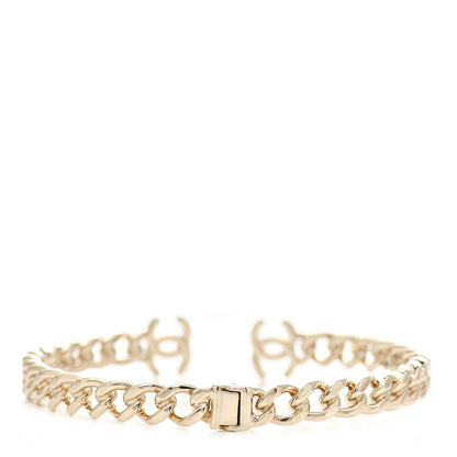 Chanel Metal CC Chain Link Choker Necklace L Gold 3 of 4
