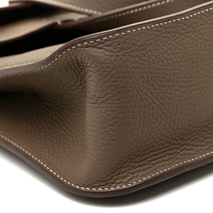 Hermes Taurillon Clemence Halzan 31 GM Etoupe 7 of 9