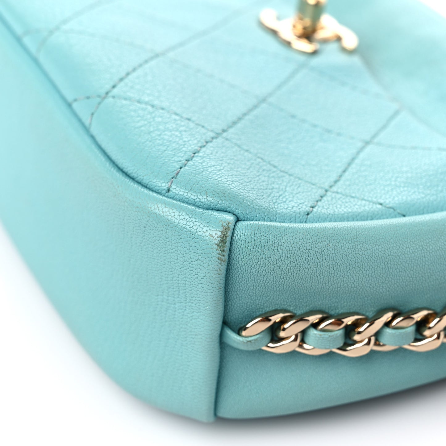 Goatskin Quilted Small Casual Trip Camera Case Light Blue