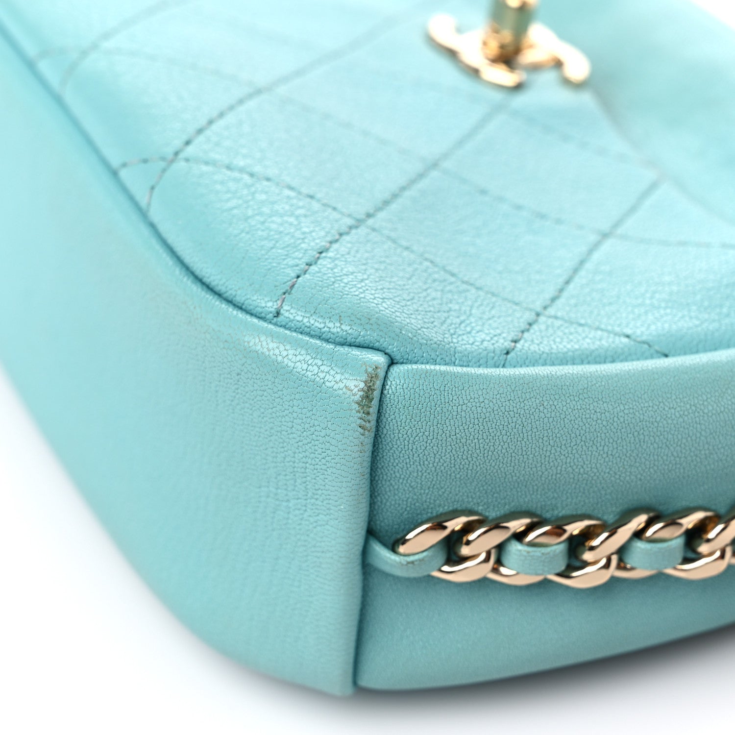Chanel Goatskin Quilted Small Casual Trip Camera Case Light Blue 9 of 15