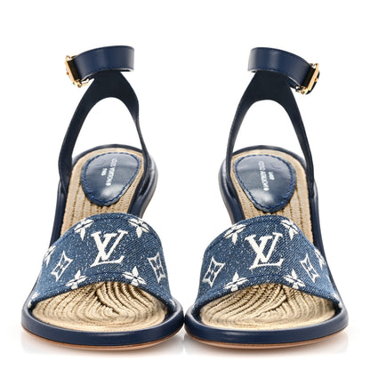 Louis Vuitton Monogram Denim Maia Wedge Sandal 37 3 of 9