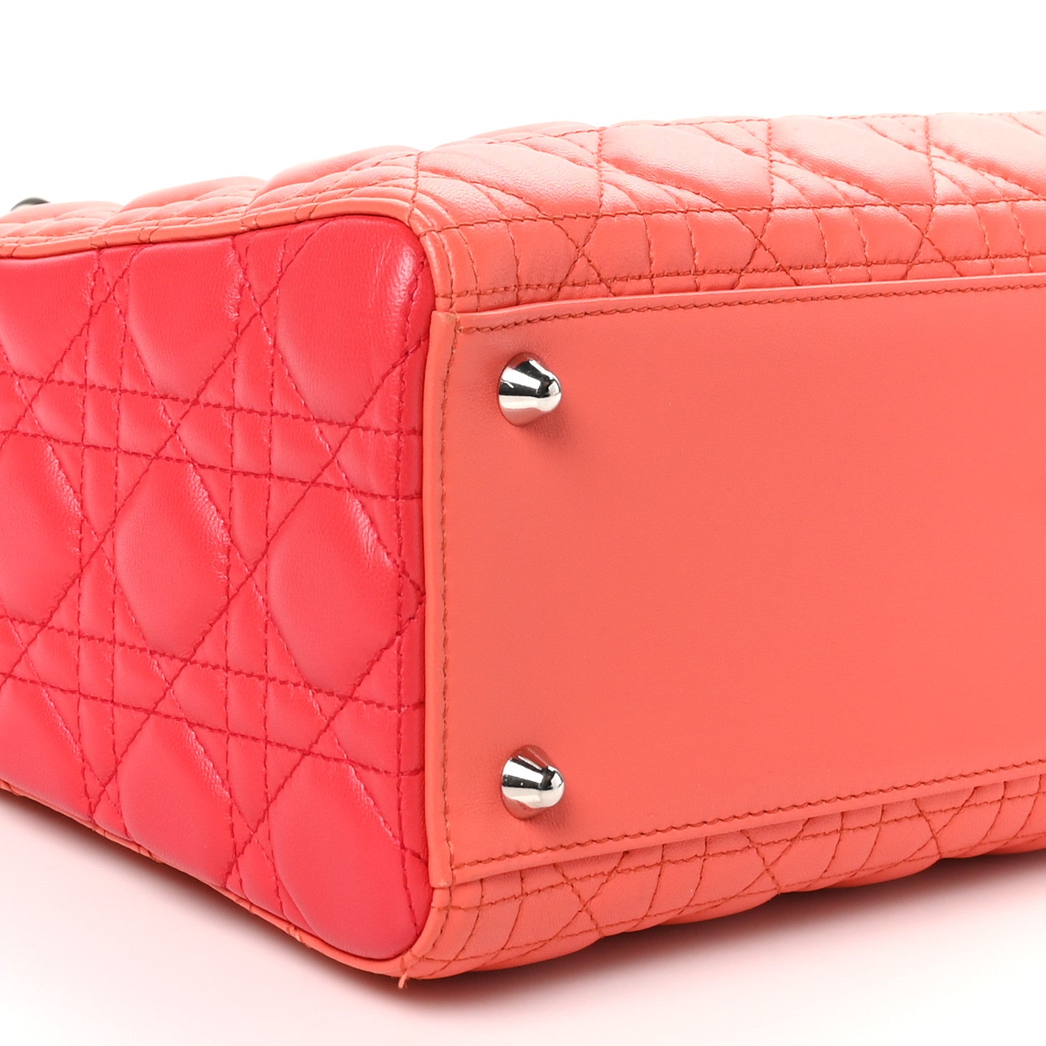 Christian Dior Lambskin Cannage Large Bi-Color Lady Dior Orange Fuchsia 9 of 10