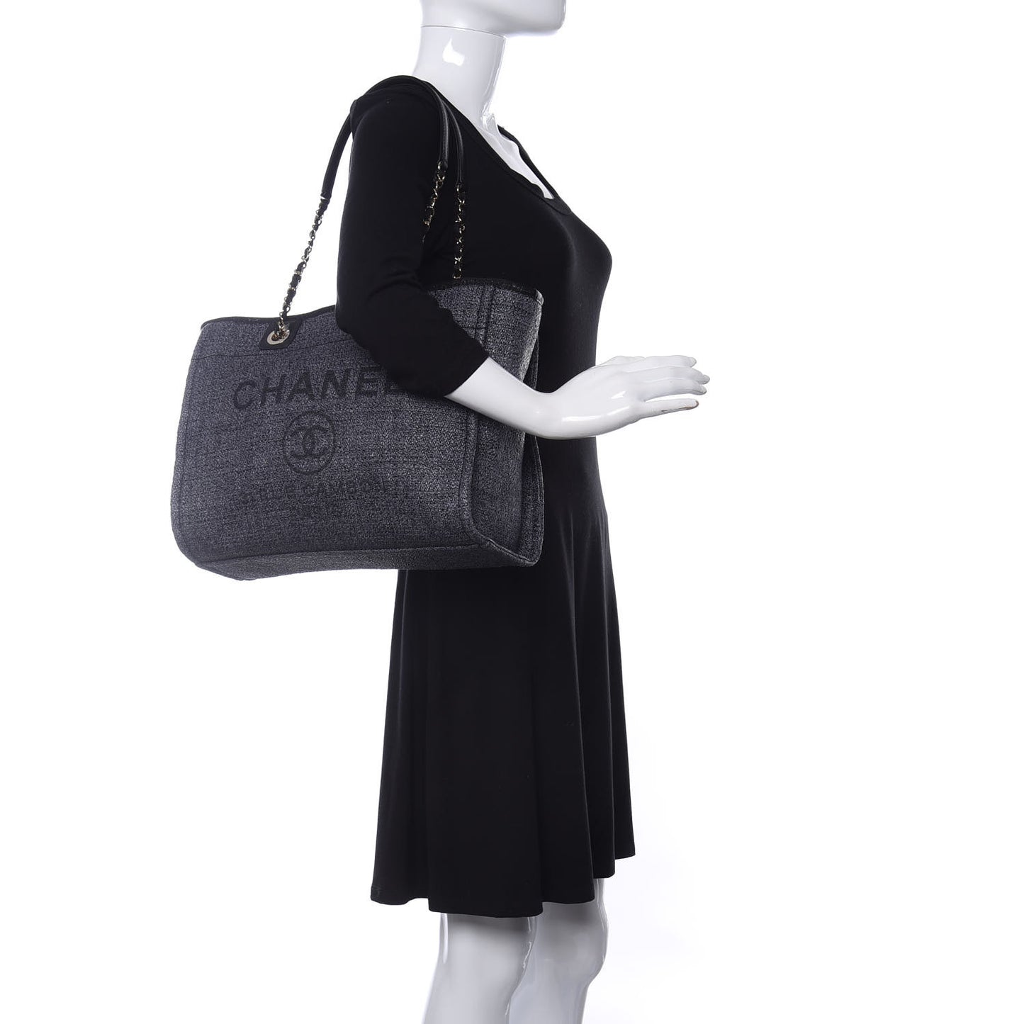 Lurex Boucle Small Deauville Tote Black
