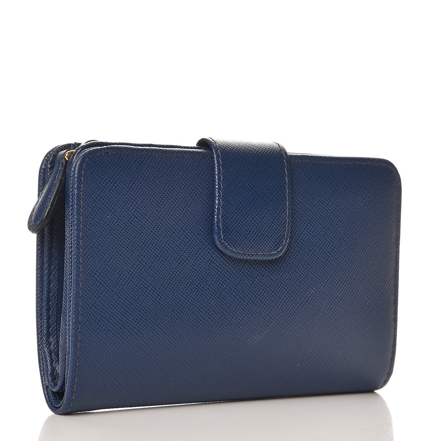 Prada Saffiano Metal Compact Wallet Bleuette 3 of 7