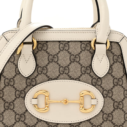 Gucci GG Supreme Monogram Azalea Calfskin Mini Horsebit 1955 Top Handle Bag Beige Ebony Mystic White 8 of 11