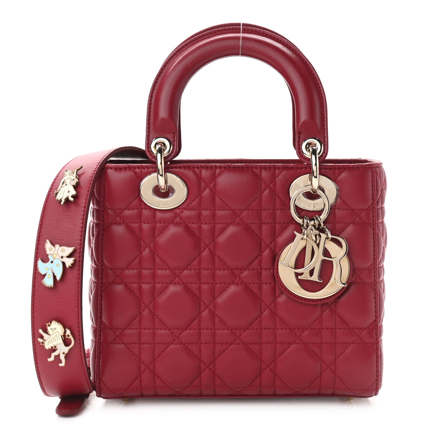 Christian Dior Lambskin Cannage Small Lucky Badges My Lady Dior Red 1 of 13