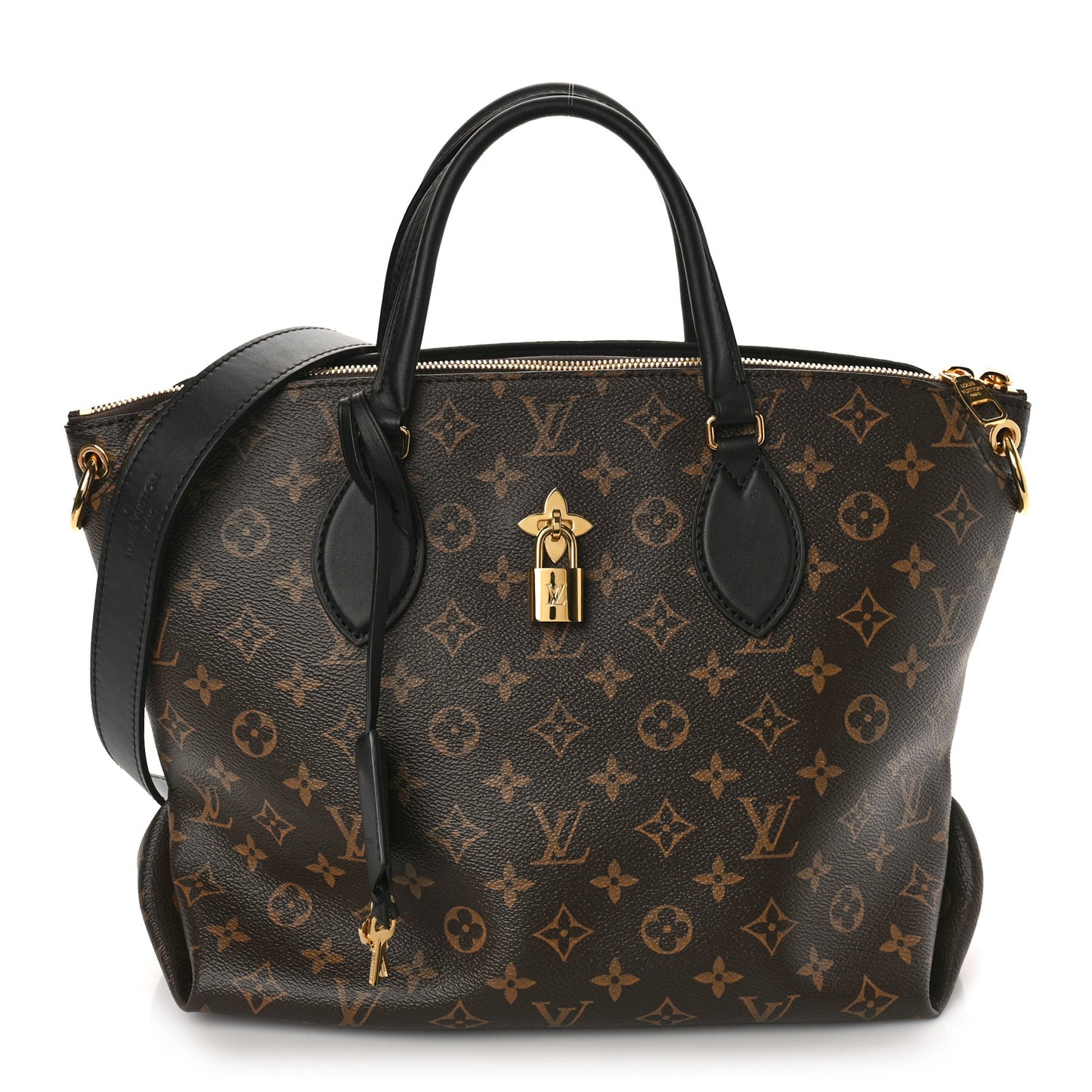 Monogram Flower Zipped Tote MM Black